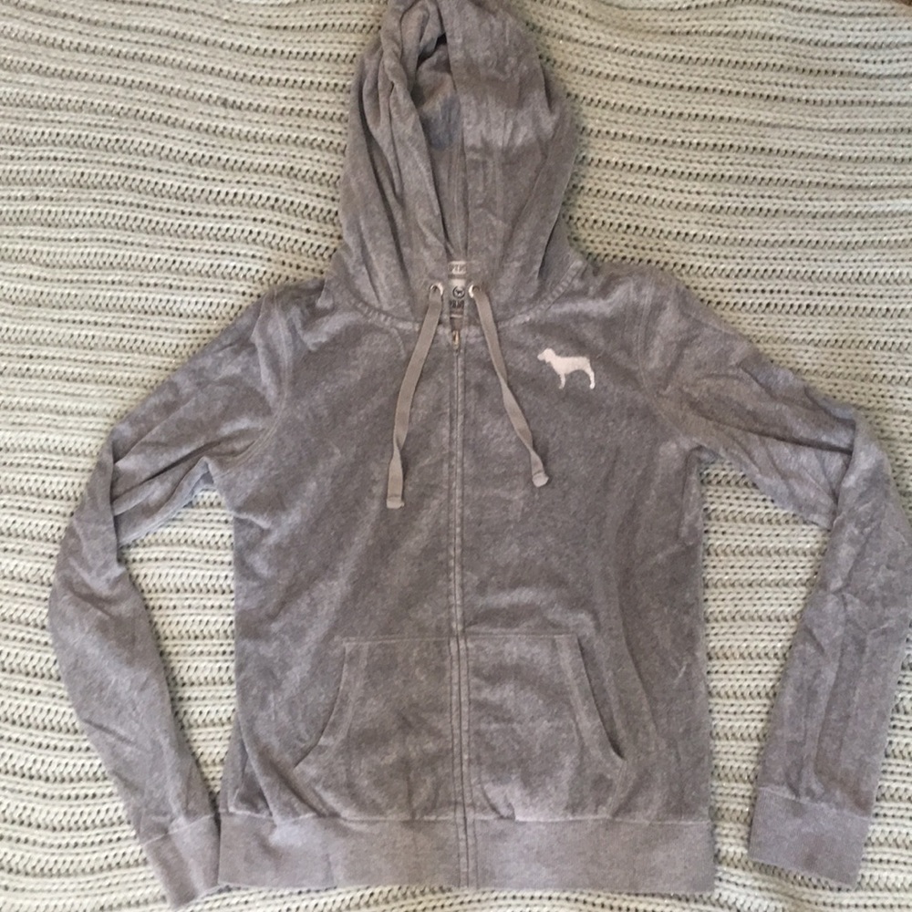 Victoria’s Secret Pink Full zip hoodie velour gray